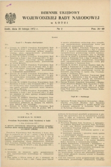 Dziennik Urzędowy Wojewódzkiej Rady Narodowej w Łodzi. 1972, nr 2 (20 lutego)