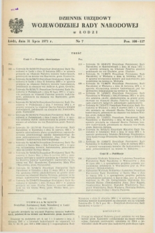 Dziennik Urzędowy Wojewódzkiej Rady Narodowej w Łodzi. 1972, nr 7 (31 lipca)