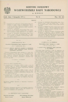 Dziennik Urzędowy Wojewódzkiej Rady Narodowej w Łodzi. 1972, nr 11 (5 listopada)