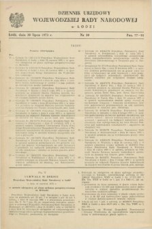 Dziennik Urzędowy Wojewódzkiej Rady Narodowej w Łodzi. 1973, nr 10 (30 lipca)