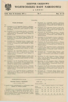 Dziennik Urzędowy Wojewódzkiej Rady Narodowej w Łodzi. 1974, nr 7 (26 kwietnia)