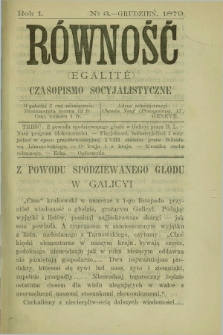 Równość = Égalité : czasopismo socyjalistyczne. R.1, No 3 (grudzień 1879)