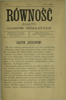 Równość = Égalité : czasopismo socyjalistyczne. R.1, No 5 (luty 1880)