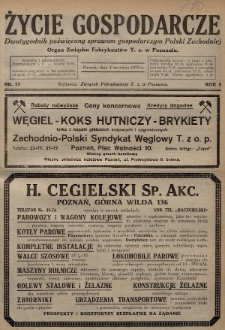 Życie Gospodarcze : dwutygodnik poświęcony sprawom gospodarczym Polski Zachodniej : organ Związku Fabrykantów T. Z. w Poznaniu. R. 8 (1929), nr 17