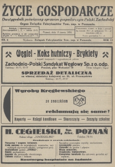 Życie Gospodarcze : dwutygodnik poświęcony sprawom gospodarczym Polski Zachodniej : organ Związku Fabrykantów Tow. zap. w Poznaniu. R. 13 (1934), nr 6