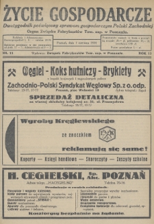 Życie Gospodarcze : dwutygodnik poświęcony sprawom gospodarczym Polski Zachodniej : organ Związku Fabrykantów Tow. zap. w Poznaniu. R. 13 (1934), nr 11