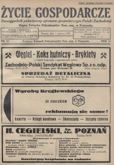 Życie Gospodarcze : dwutygodnik poświęcony sprawom gospodarczym Polski Zachodniej : organ Związku Fabrykantów Tow. zap. w Poznaniu. R. 14 (1935), nr 11