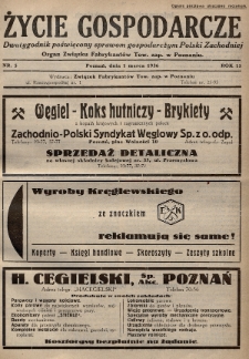 Życie Gospodarcze : dwutygodnik poświęcony sprawom gospodarczym Polski Zachodniej : organ Związku Fabrykantów Tow. zap. w Poznaniu. R. 15 (1936), nr 5