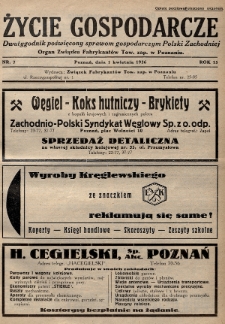 Życie Gospodarcze : dwutygodnik poświęcony sprawom gospodarczym Polski Zachodniej : organ Związku Fabrykantów Tow. zap. w Poznaniu. R. 15 (1936), nr 7