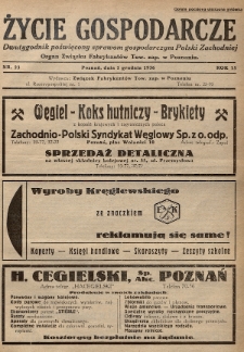 Życie Gospodarcze : dwutygodnik poświęcony sprawom gospodarczym Polski Zachodniej : organ Związku Fabrykantów Tow. zap. w Poznaniu. R. 15 (1936), nr 23