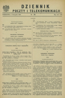 Dziennik Poczty i Telekomunikacji. 1950, nr 16 (6 listopada)