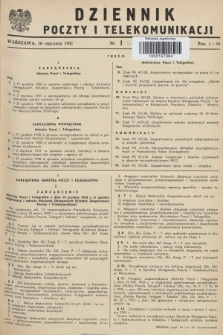 Dziennik Poczty i Telekomunikacji. 1951, nr 1 (20 stycznia)