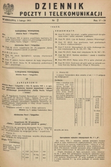 Dziennik Poczty i Telekomunikacji. 1951, nr 2 (5 lutego) + dod.