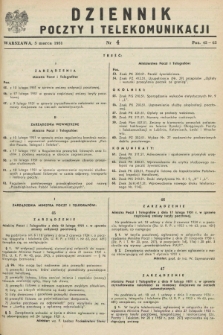 Dziennik Poczty i Telekomunikacji. 1951, nr 4 (5 marca)