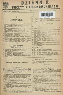 Dziennik Poczty i Telekomunikacji. 1952, nr 1 (5 stycznia)