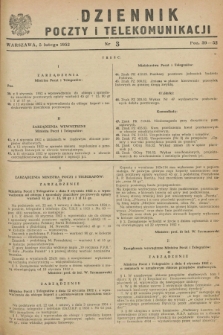 Dziennik Poczty i Telekomunikacji. 1952, nr 3 (5 lutego)