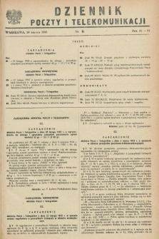 Dziennik Poczty i Telekomunikacji. 1952, nr 6 (20 marca)