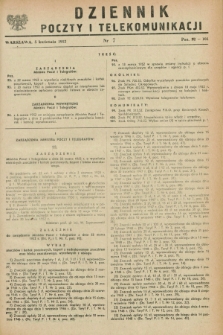 Dziennik Poczty i Telekomunikacji. 1952, nr 7 (5 kwietnia) + dod.