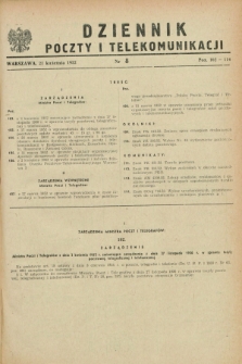 Dziennik Poczty i Telekomunikacji. 1952, nr 8 (21 kwietnia) + wkładka