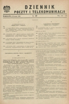 Dziennik Poczty i Telekomunikacji. 1952, nr 10 (20 maja)