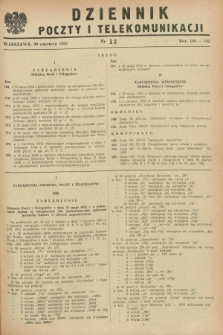 Dziennik Poczty i Telekomunikacji. 1952, nr 12 (20 czerwca)