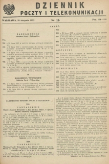 Dziennik Poczty i Telekomunikacji. 1952, nr 16 (20 czerwca)