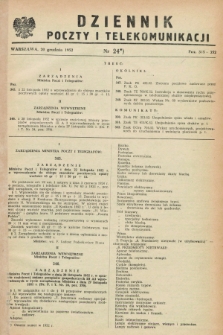 Dziennik Poczty i Telekomunikacji. 1952, nr 24 (20 grudnia)