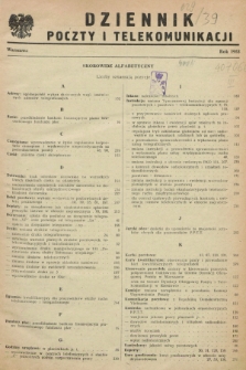 Dziennik Poczty i Telekomunikacji. 1953, Skorowidz alfabetyczny