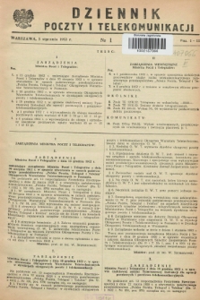 Dziennik Poczty i Telekomunikacji. 1953, nr 1 (5 stycznia)