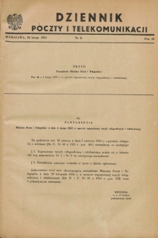 Dziennik Poczty i Telekomunikacji. 1953, nr 6 (28 lutego) + wkładka