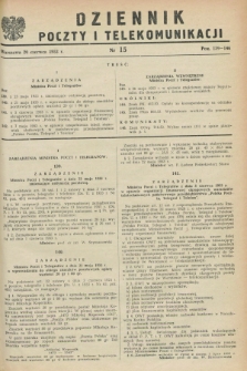 Dziennik Poczty i Telekomunikacji. 1953, nr 15 (20 czerwca)