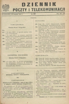 Dziennik Poczty i Telekomunikacji. 1953, nr 19 (20 sierpnia)
