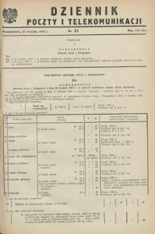 Dziennik Poczty i Telekomunikacji. 1953, nr 21 (21 września)