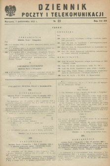 Dziennik Poczty i Telekomunikacji. 1953, nr 22 (5 października)