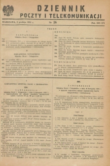 Dziennik Poczty i Telekomunikacji. 1953, nr 26 (5 grudnia)
