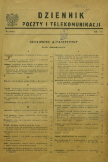 Dziennik Poczty i Telekomunikacji. 1954, Skorowidz alfabetyczny