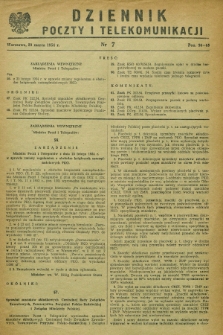 Dziennik Poczty i Telekomunikacji. 1954, nr 7 (20 marca)