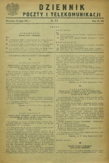 Dziennik Poczty i Telekomunikacji. 1954, nr 11 (20 maja)
