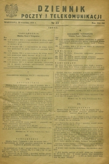 Dziennik Poczty i Telekomunikacji. 1954, nr 19 (20 września)