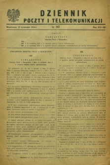 Dziennik Poczty i Telekomunikacji. 1954, nr 20 (22 września)