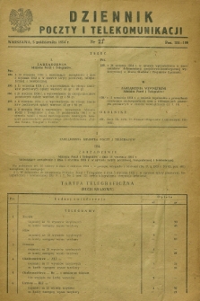 Dziennik Poczty i Telekomunikacji. 1954, nr 21 (5 października)