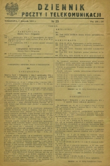 Dziennik Poczty i Telekomunikacji. 1954, nr 23 (5 listopada)
