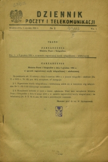 Dziennik Poczty i Telekomunikacji. 1955, nr 1 (3 stycznia) + wkładka