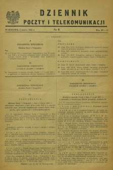 Dziennik Poczty i Telekomunikacji. 1955, nr 6 (5 marca)