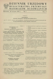 Dziennik Urzędowy Ministerstwa Przemysłu Materiałów Budowlanych. 1954, nr 5 (30 sierpnia)
