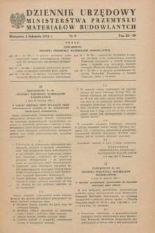 Dziennik Urzędowy Ministerstwa Przemysłu Materiałów Budowlanych. 1954, nr 9 (5 listopada)