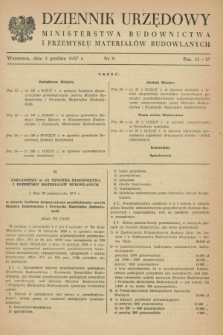 Dziennik Urzędowy Ministerstwa Budownictwa i Przemysłu Materiałów Budowlanych. 1957, nr 9 (3 grudnia)