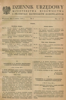 Dziennik Urzędowy Ministerstwa Budownictwa i Przemysłu Materiałów Budowlanych. 1959, nr 4 (10 marca)