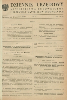 Dziennik Urzędowy Ministerstwa Budownictwa i Przemysłu Materiałów Budowlanych. 1960, nr 14 (20 września)