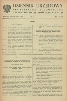 Dziennik Urzędowy Ministerstwa Budownictwa i Przemysłu Materiałów Budowlanych. 1961, nr 4 (10 marca)